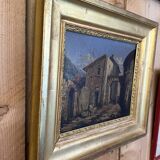 19th century painting, oil on canvas, interior decor of a lively village