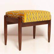 GFM Mid Century Stool in Yellow Jacquard by Casamance, E. Homa, Europe, 1960s
