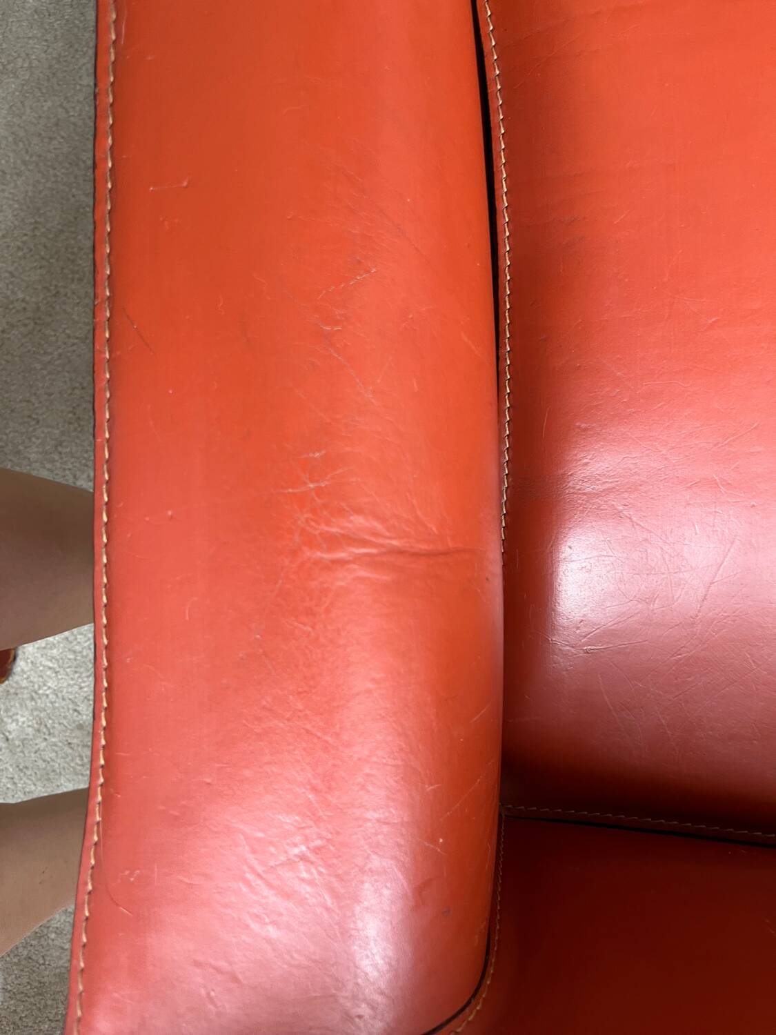 Cognac CAB Cassina 2-seater leather sofa