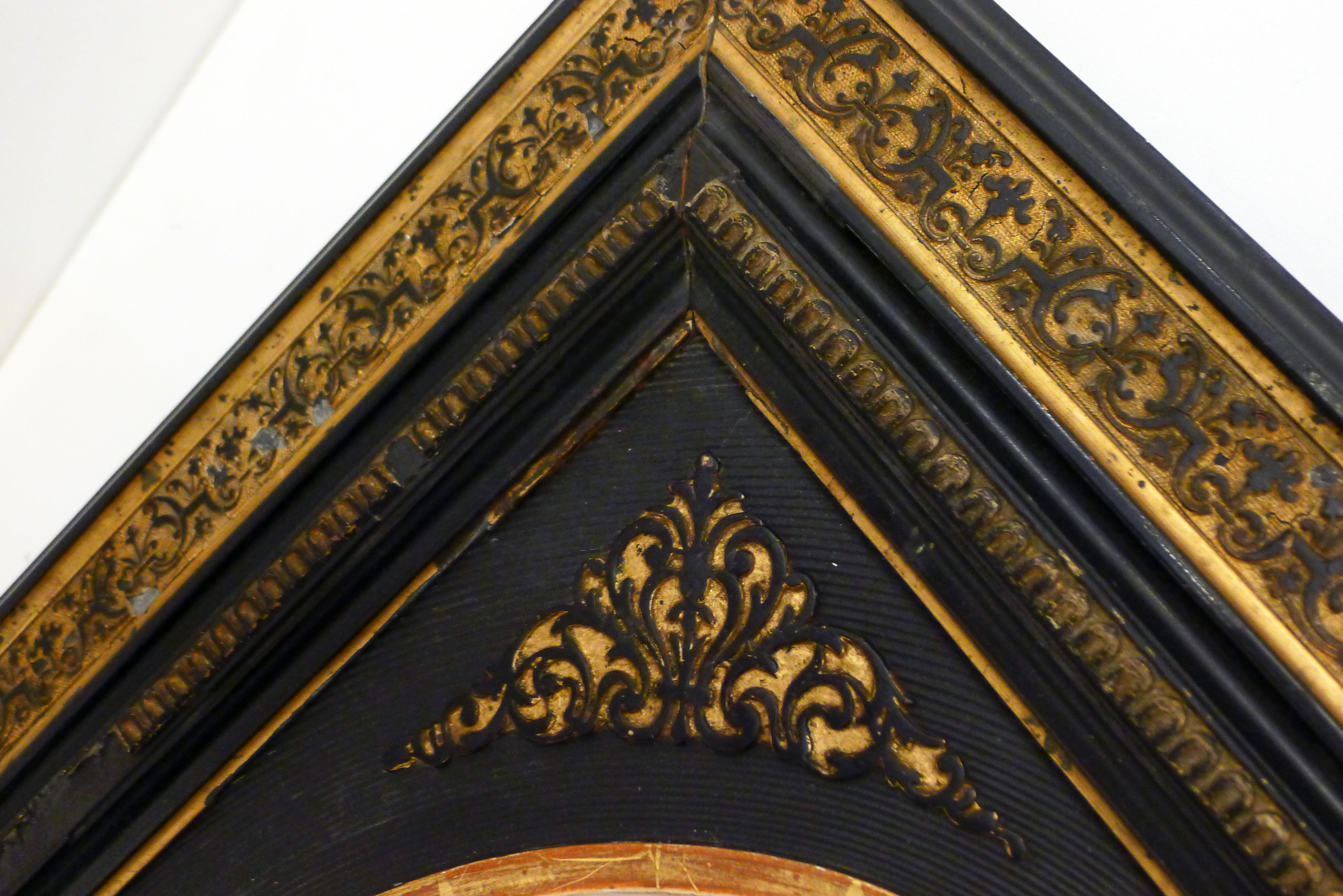 Napoleon III black oval mirror - 69x59cm