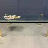 Peter Ghyczy style coffee table in brass and glass