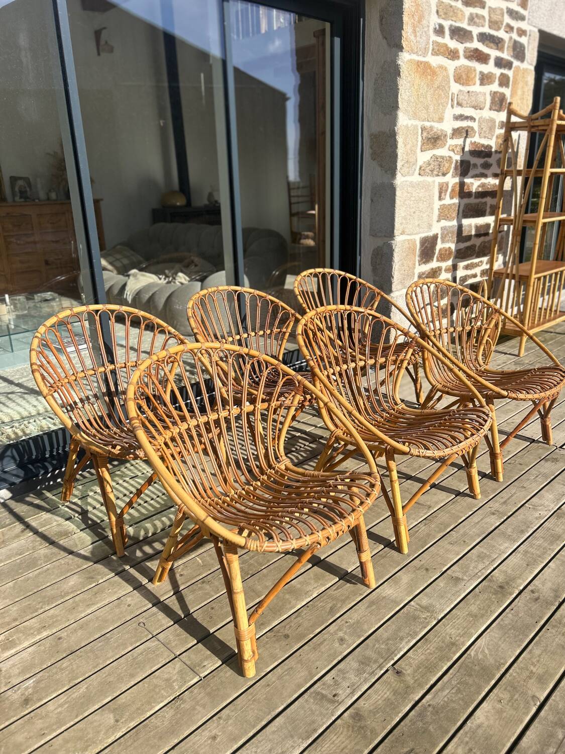 1960s rattan armchairs