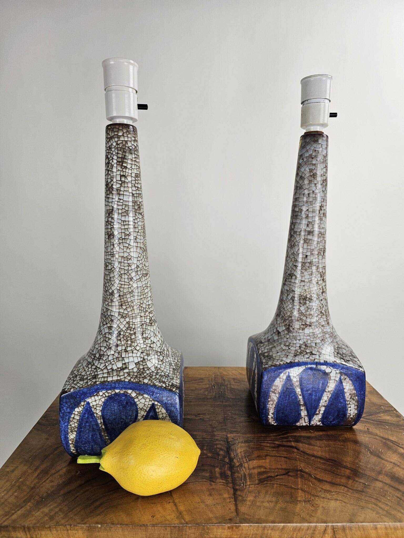 Set of 2 tall Persia glaze table lamps by Marianne Starck for Andersen, 1960s