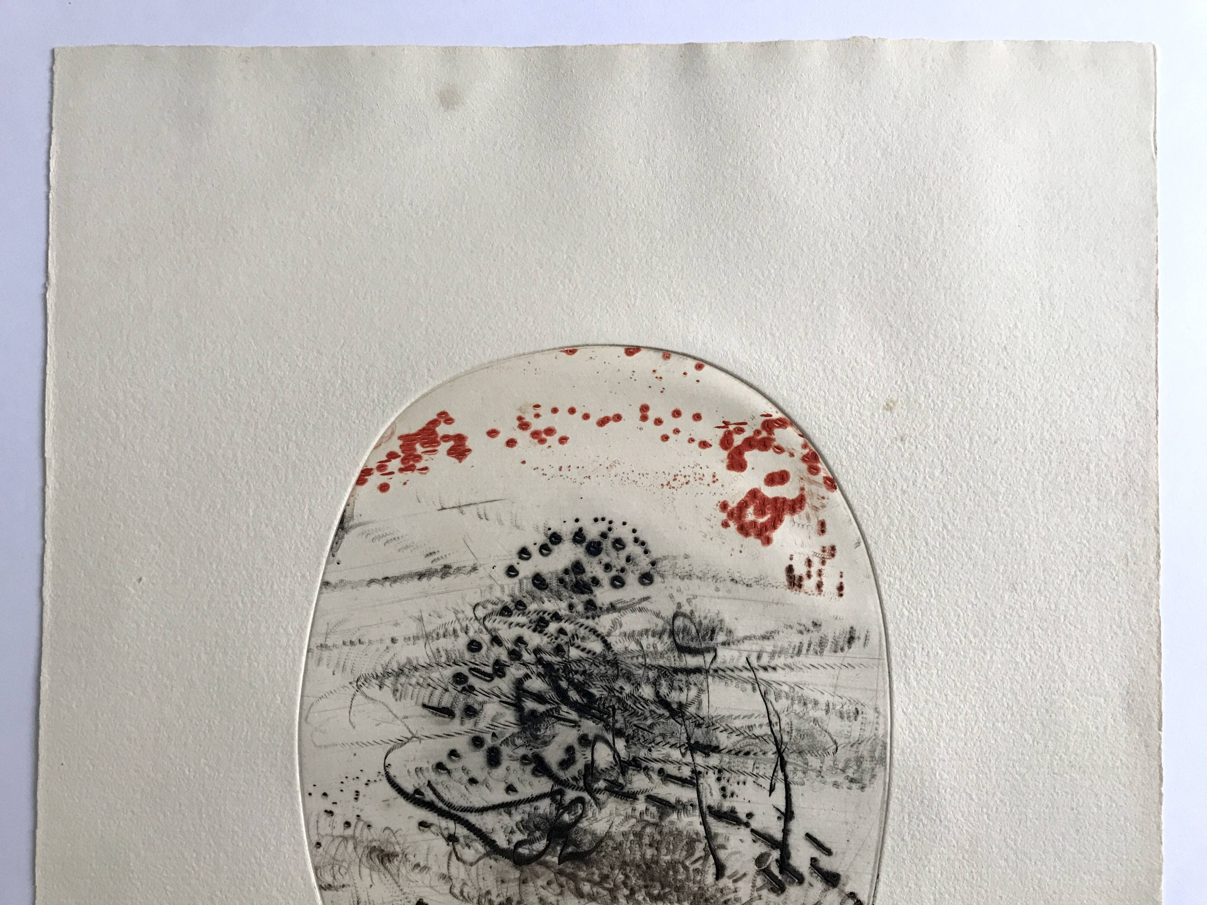 Original engraving signed in pencil by julius baltazar, untitled, circa 1990