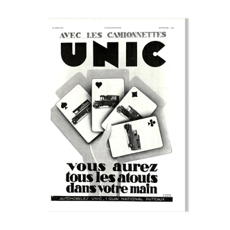 Affiche vintage années 30 Unic Auto