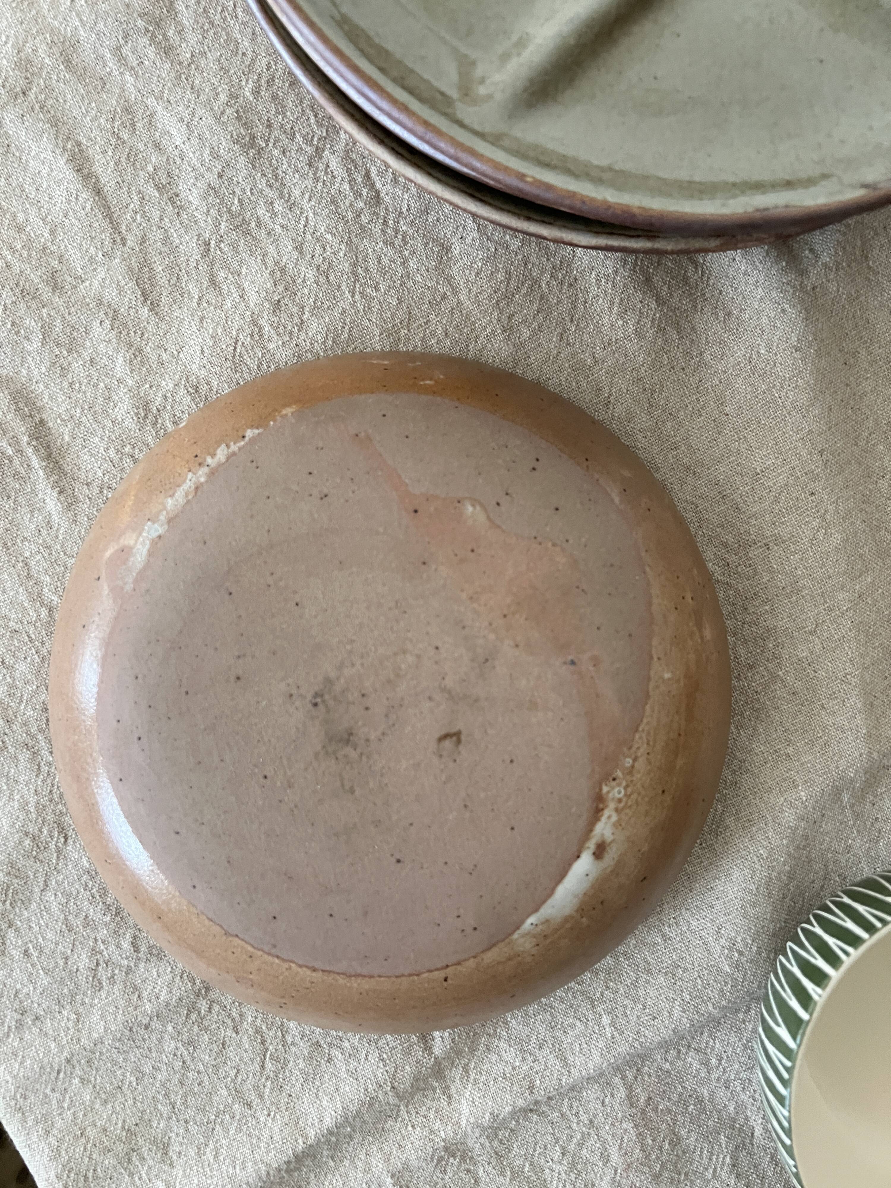 small salad bowl / deep dish in enamelled stoneware, France 1970