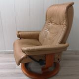 Fauteuil en cuir pivotant du milieu du siècle Norvège