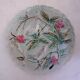 Light turquoise slip plate. Birds.