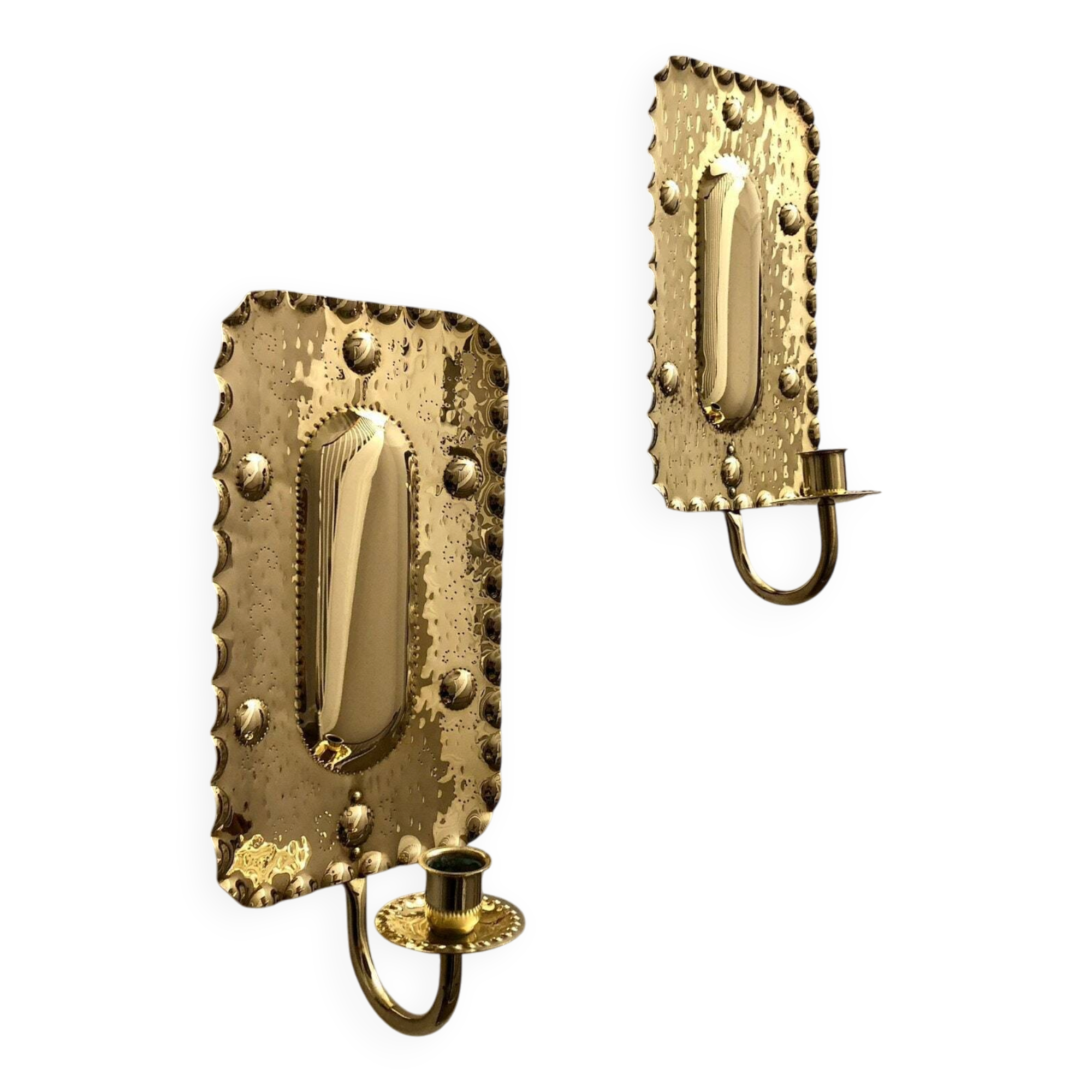 Pair of Mid-Century Swedish Brass Sconces