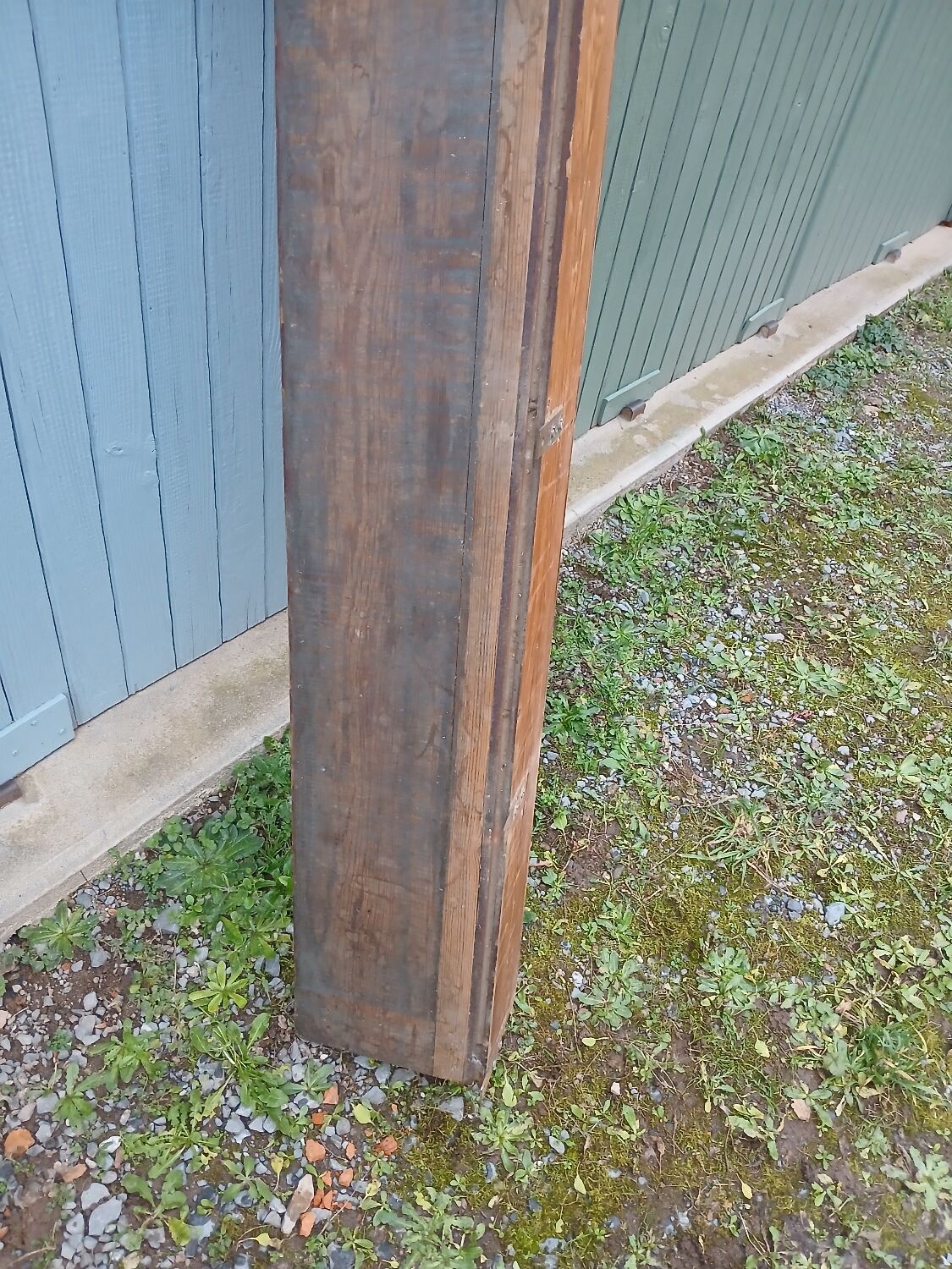 Very large antique wooden shelf/pot rack