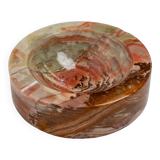 Vintage Onyx Stone Ashtray, solid green-beige-brown marbled, Italian design, 1970s retro decor
