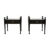 Pair of bedsides in black and brass tinted oak around 1970
