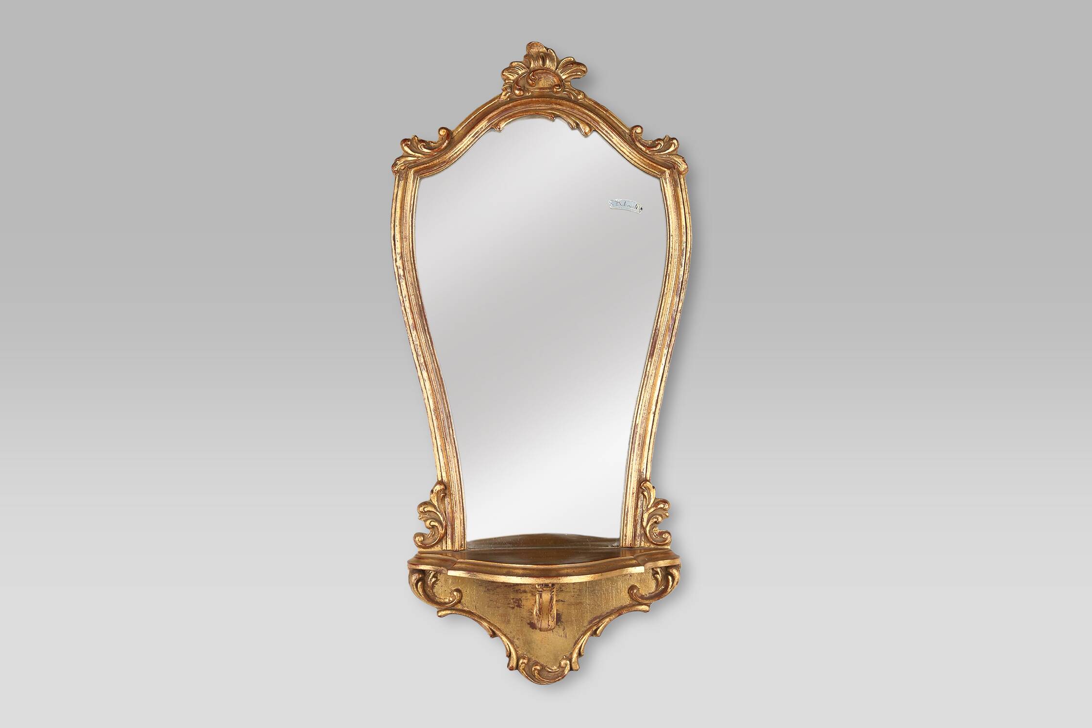 Romantic baroc style mirror with original label “Deknudt”, Belgium, 1970s