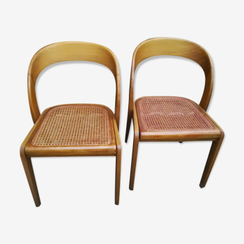 Paire de chaises cannées