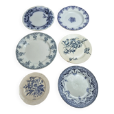 Lot réservé – 5 assiettes anciennes et 1 plat en terre de fer