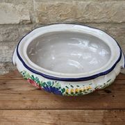 Old serving dish, vegetable dish, soup tureen without lid, flower decoration