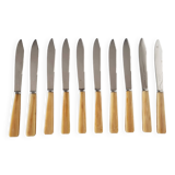 10 table or lunch knives in stainless steel and Messina from the 70s New