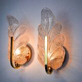Pair of "leaf" wall lights by Carl Fagerlund, Murano glass, Germany, 1970