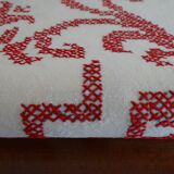 Cross-stitch embroidered tablecloth 160 x 130 in cotton