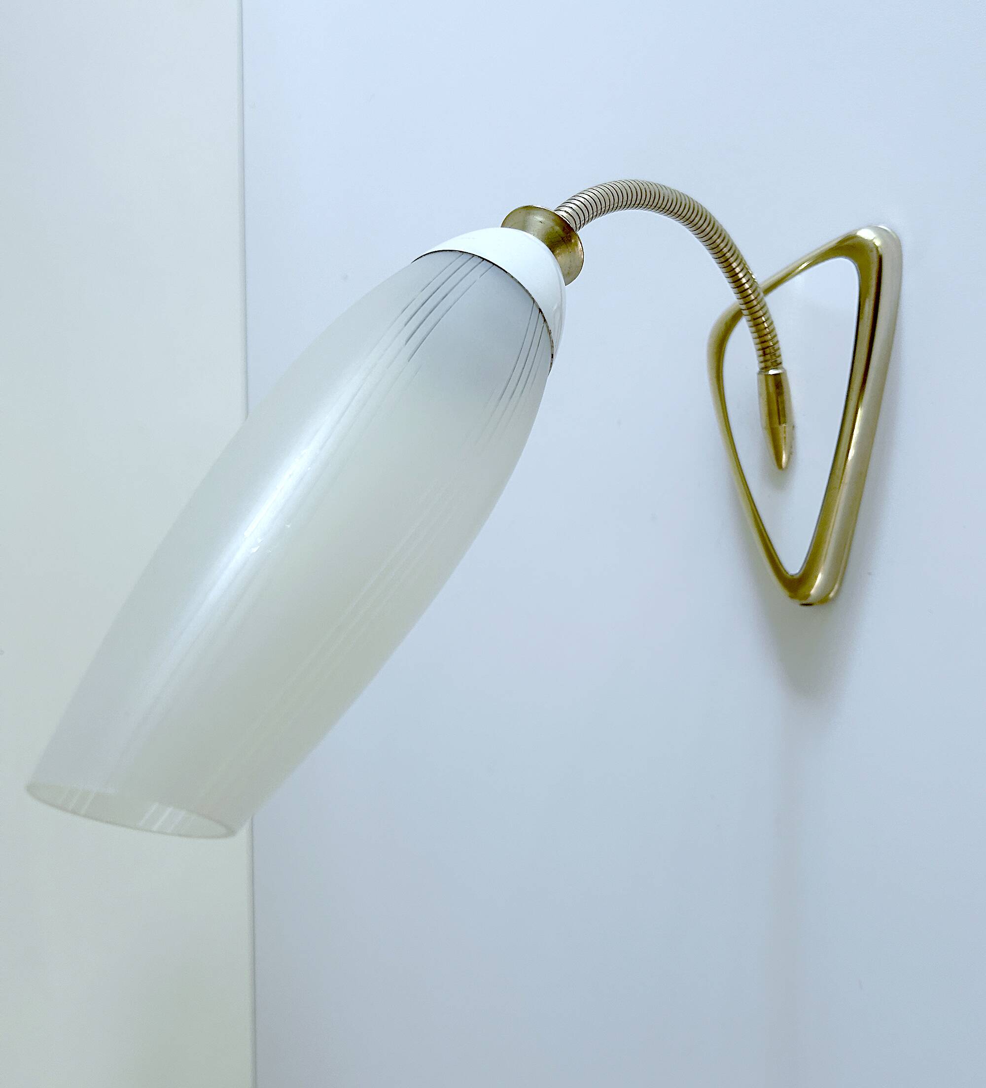 Mid Century Flexible Brass Glass Wall Light