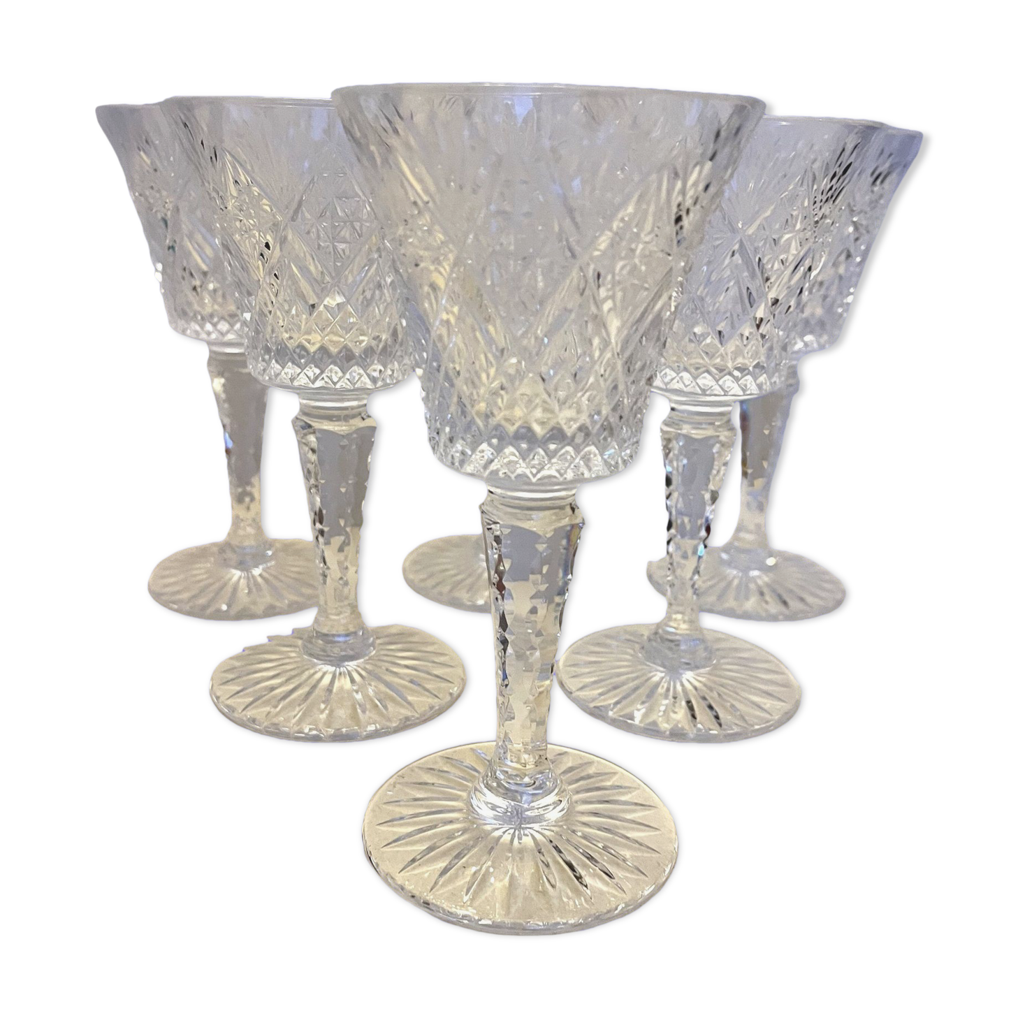 6 verres à eau en cristal taillé