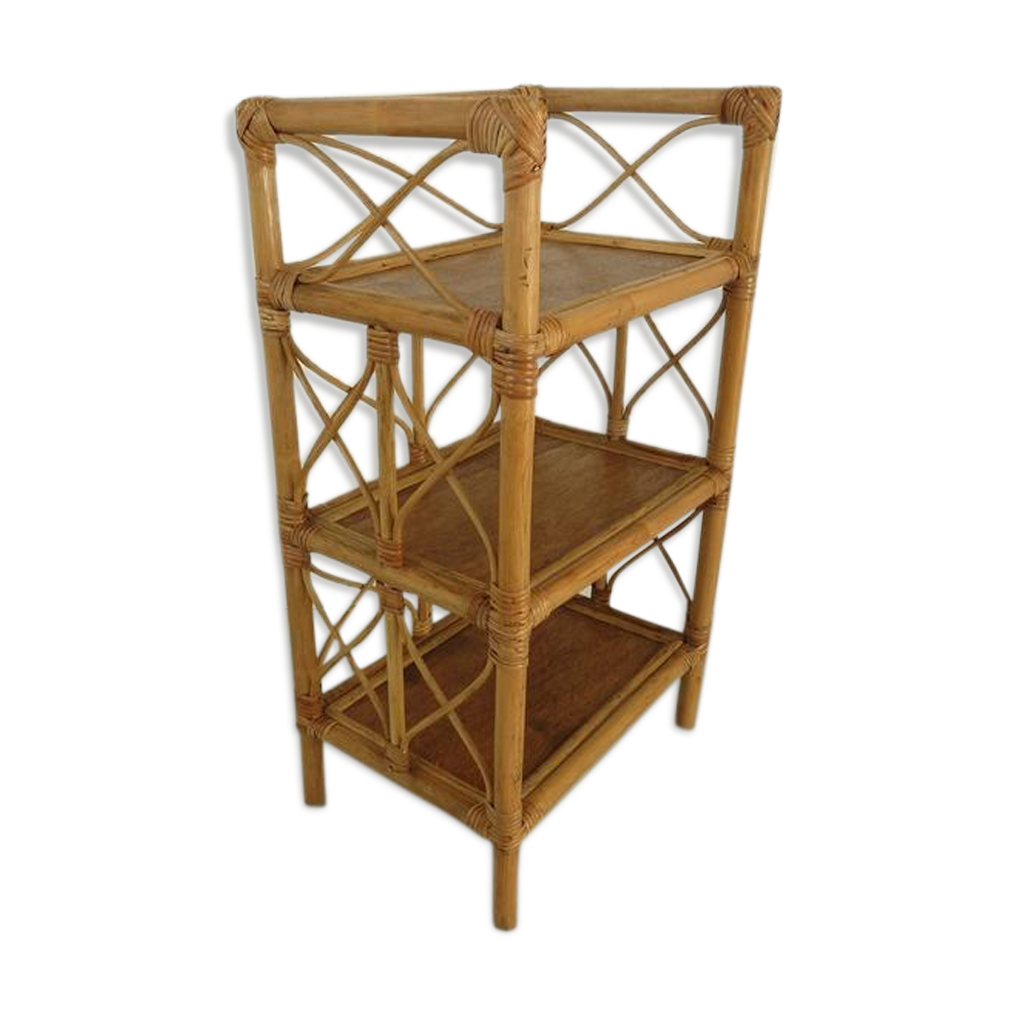 Bamboo rattan shelf, 60/70s
