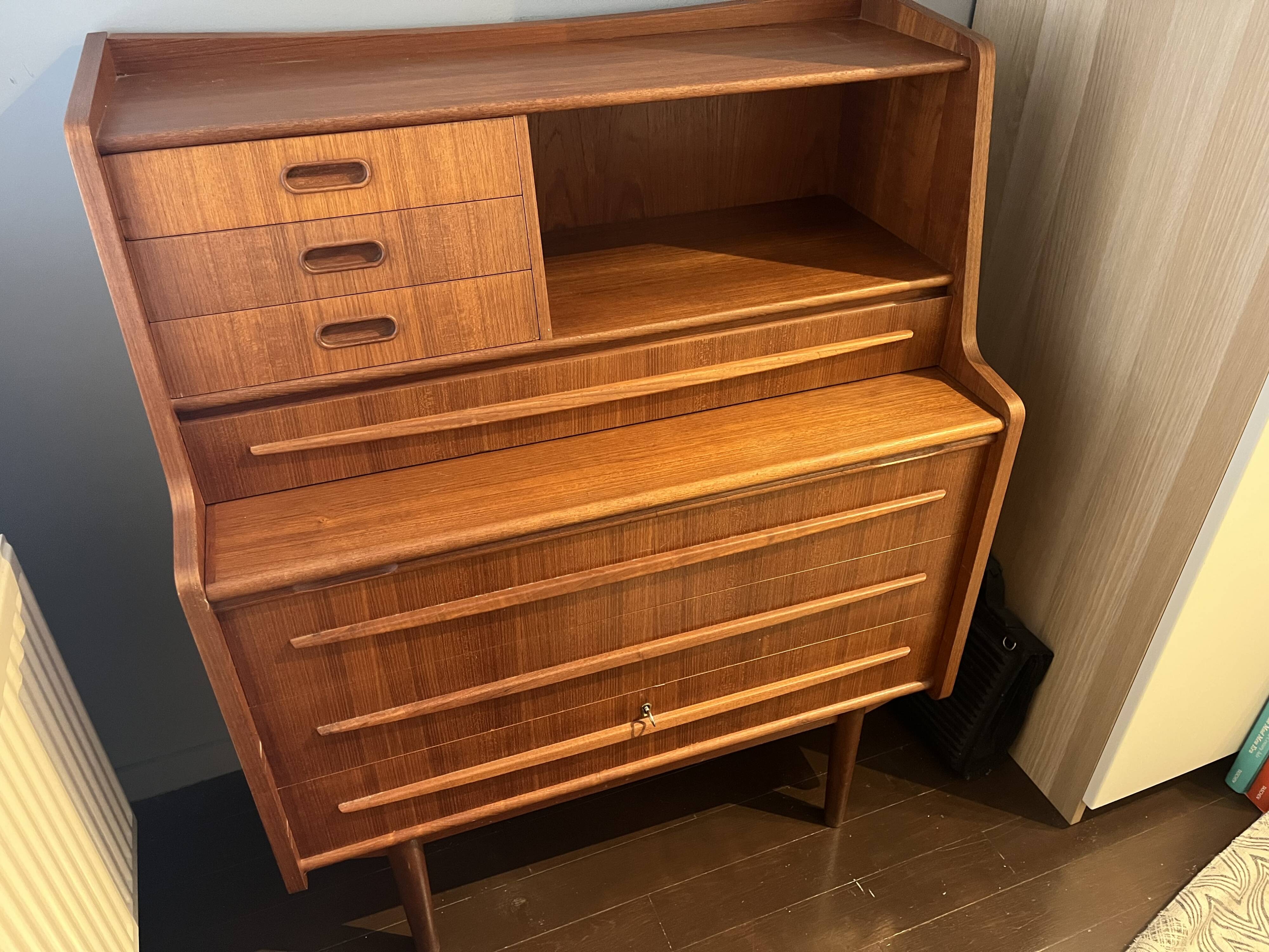 Danish multifunctional secretary (1960s) with desk and dressing table.
