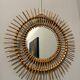 Miroir soleil vintage en rotin