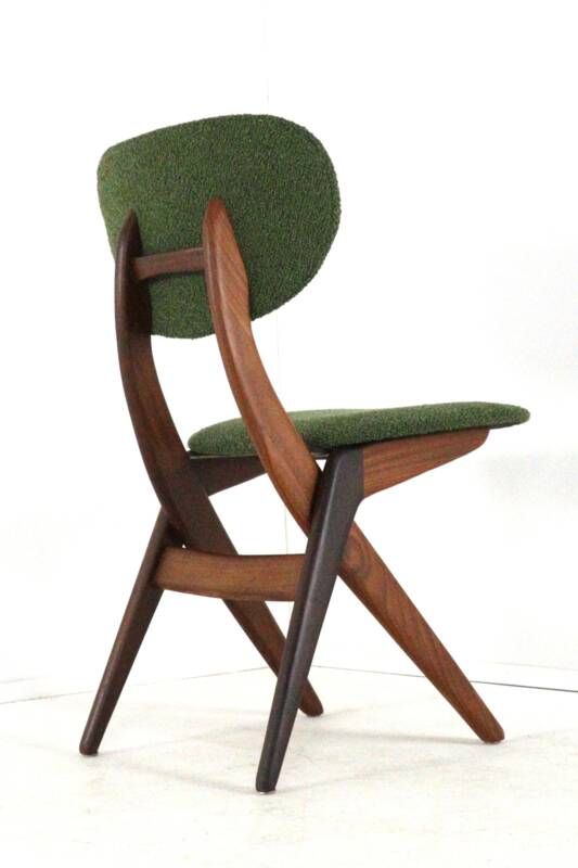 Set of 4 AwA Scissor Chairs - teak mid century modern - new upholstery