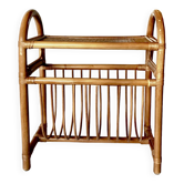 Vintage rattan and bamboo magazine rack