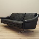 Black leather sofa, Danish design, 1960s, manufacturer: Eran Møbler, design