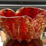 Murano empty bubbled pocket tinted red and gold