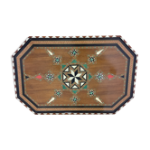 Ancien plateau en marqueterie géométrique design'