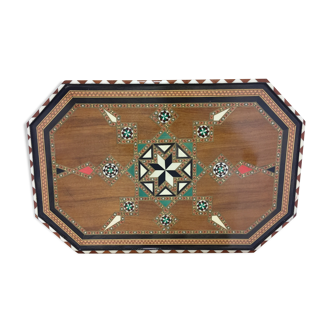 Old geometric marquetry top design'