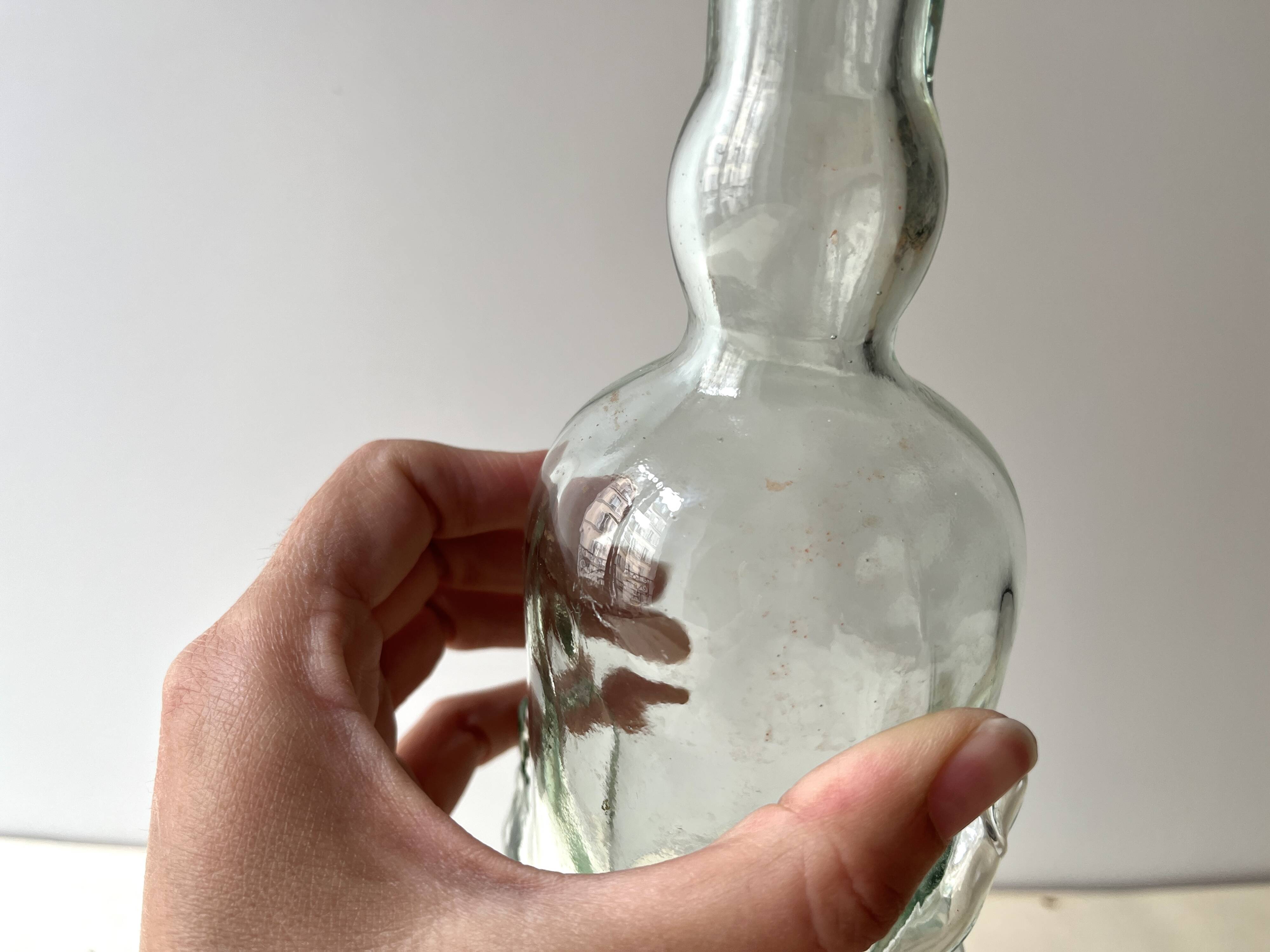Legras glass bottle "transparent hand" circa 1920, antique carafe