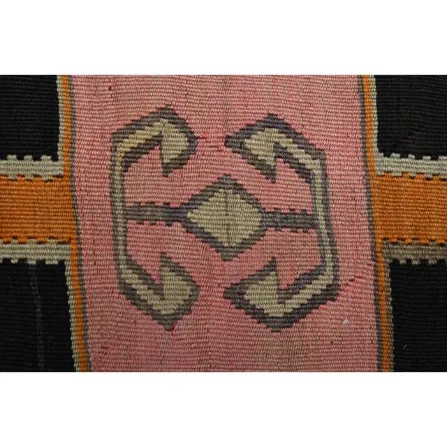 Vintage Turkish Oushak handmade wool cotton brown runner rug 137X338