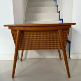 Travailleuse meuble de rangement ou de couture danoise en teck 1960