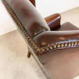 Vintage sheep leather wingback armchair london