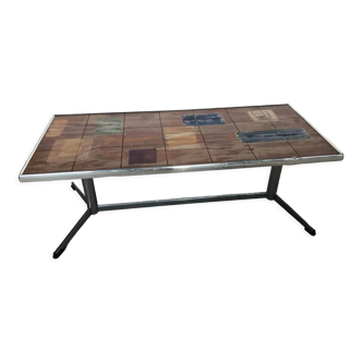 Coffee table Vintage year 70 ceramic tiles