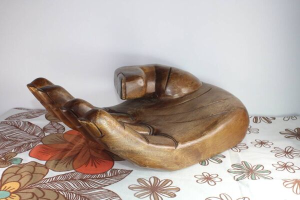 Vide-poche main XXL en bois Vintage 1960 Italie