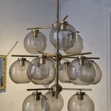 Holger Johansson, brass and grey glass chandelier, The Modern Scandinavian