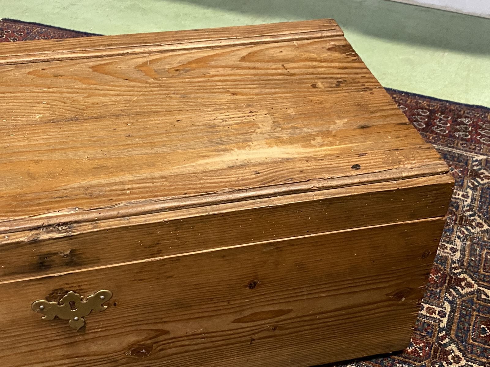 Early 20th century fir box with brass handles