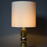 Italian Late 1960s Brass Table Lamp with Ivory Colored Shade