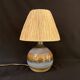 Vintage stoneware ceramic lamp signed JM, 1970s/80s, bohemian raffia rope lampshade