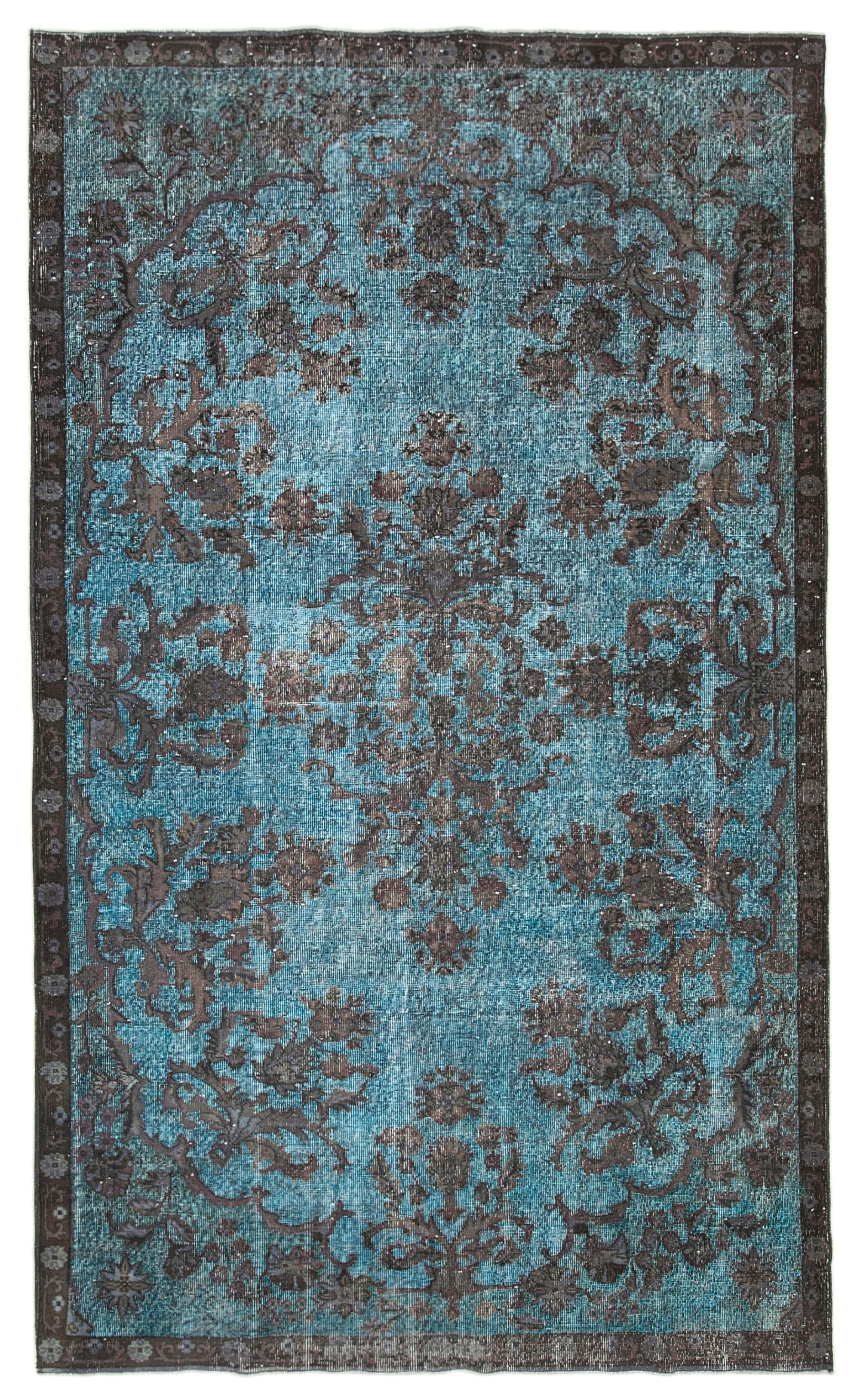 Handmade rustic anatolian 1980s 195 cm x 328 cm blue rug