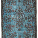 Handmade rustic anatolian 1980s 195 cm x 328 cm blue rug