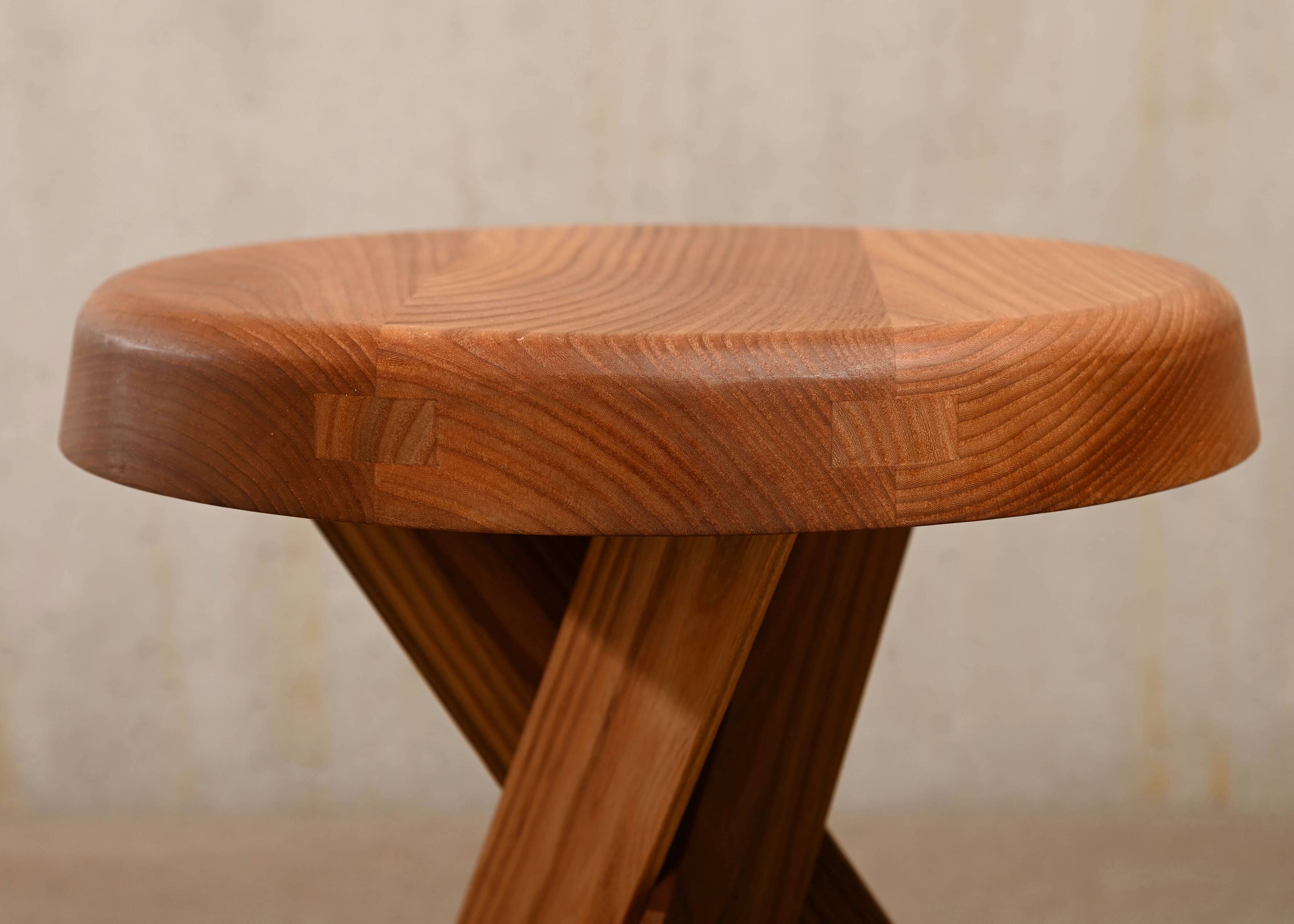 Pierre Chapo Stool S31 'Model A' in solid Elmwood, France