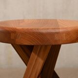 Tabouret Pierre Chapo S31 'Modèle A' en orme massif, France