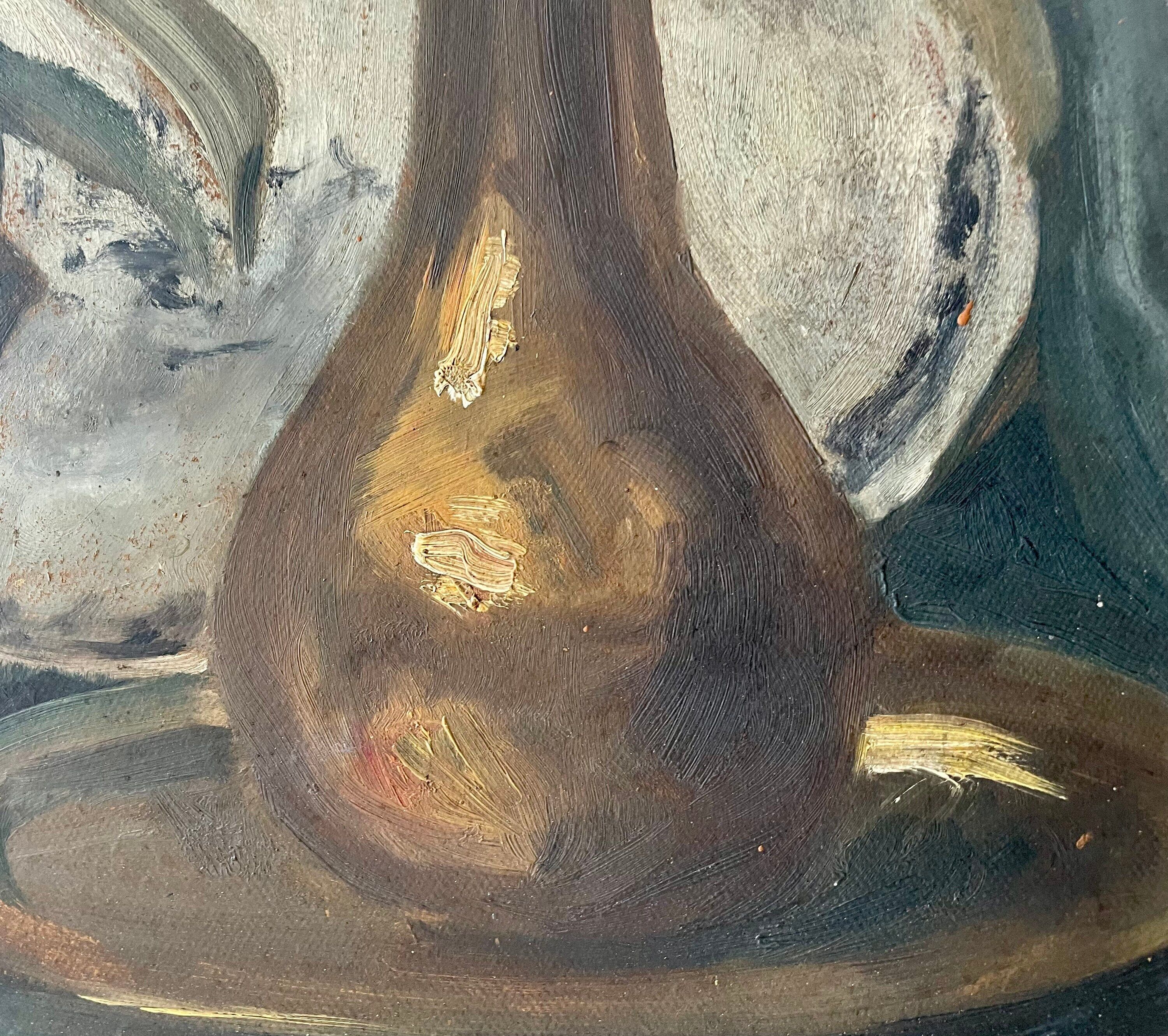 C.1920 french still life of fruit oil painting