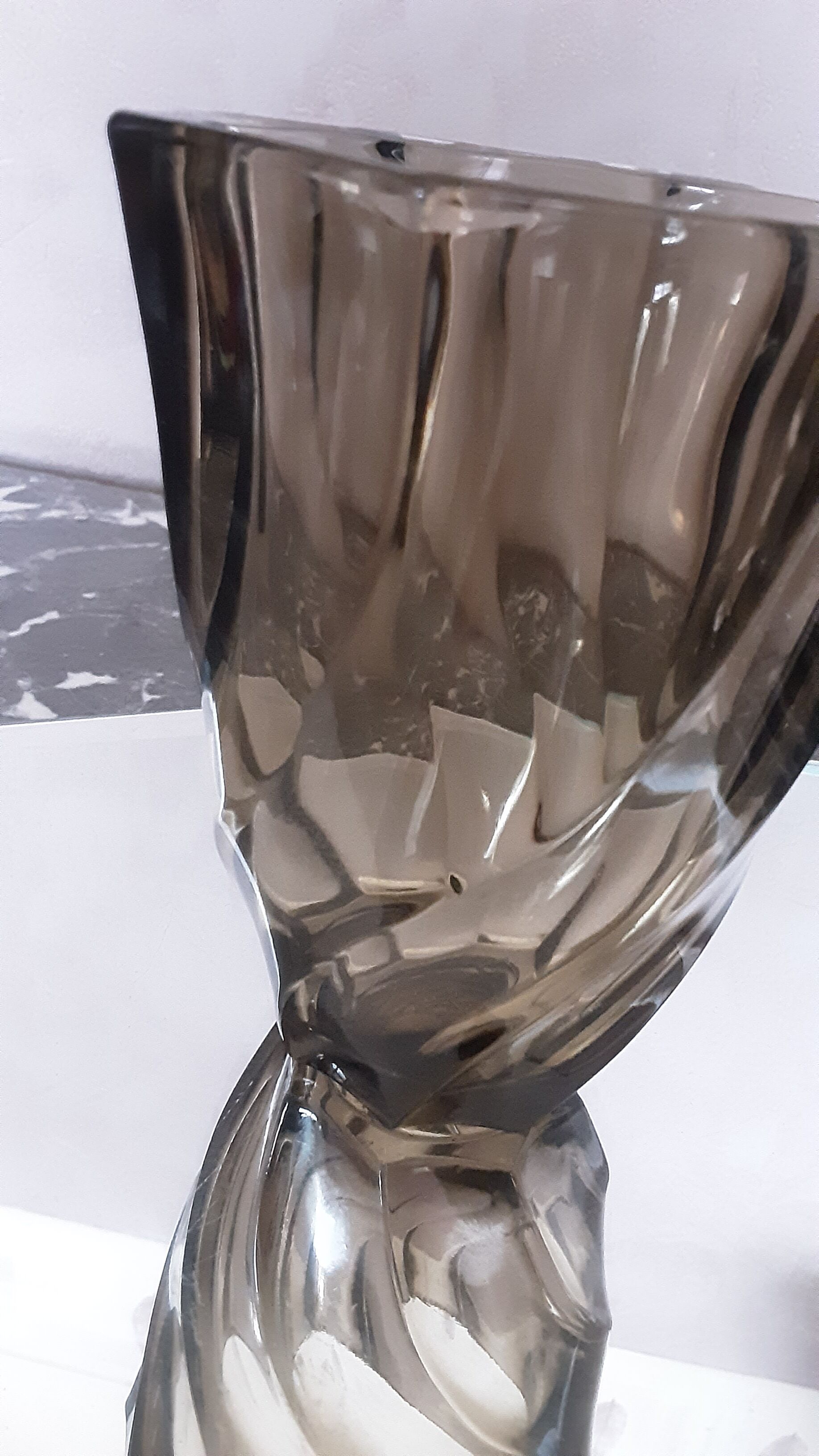 Vintage thick glass elipse vase